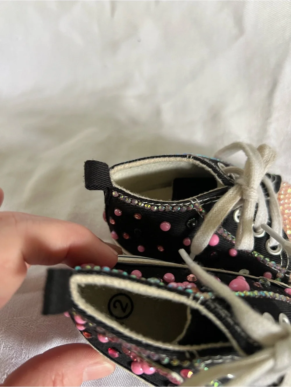 Converse Kids Black Sneakers with Pink and Iridescent Accents